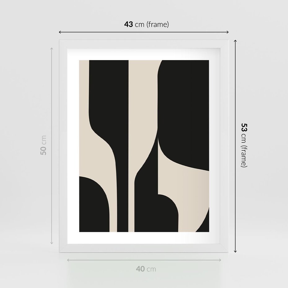 Plakat w ramie 40x50 - Abstrakcyjne Linie - boho plakat, rycina - rama biała