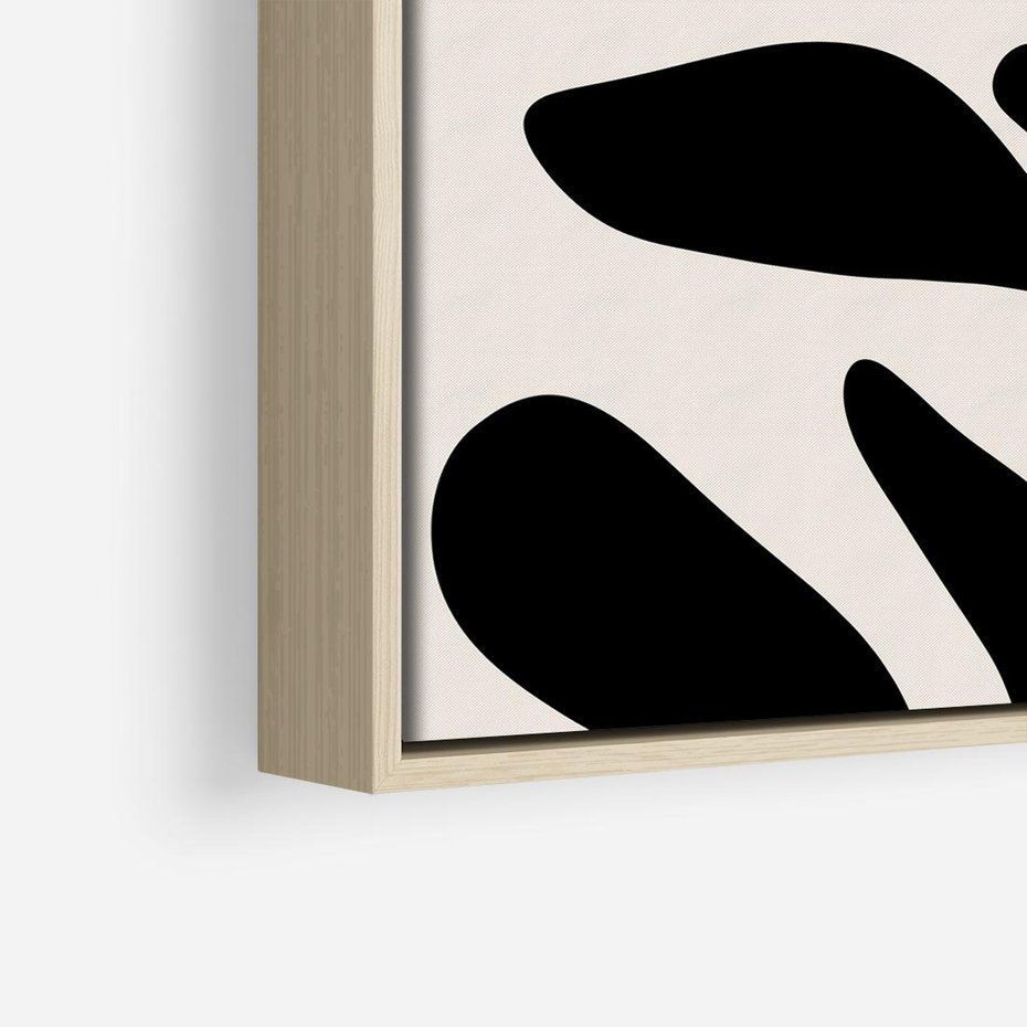 Obraz w ramie 50x50 - Wibracje Akwarelowych Ścieżek - abstrakcyjny minimalistyczna kwiat, czarno biały plakat - rama drewno