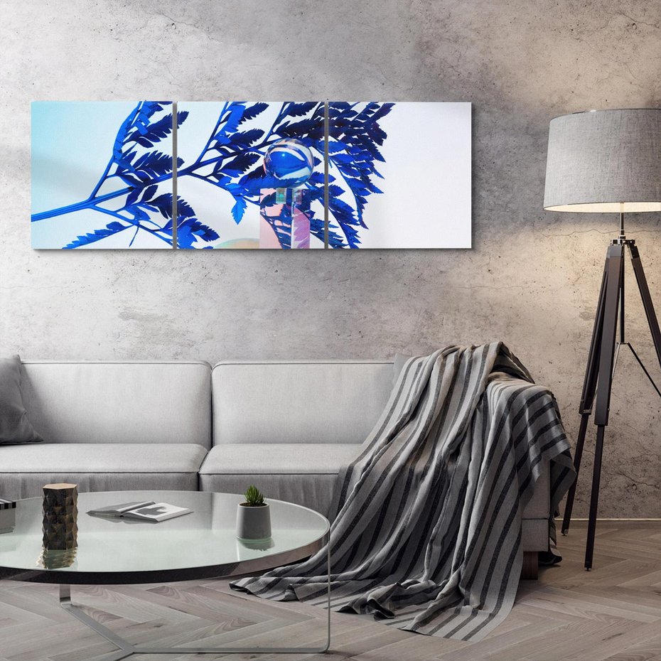 Obraz na płótnie 150x50 - Intensywny Kolor Natury - liście, kobalt