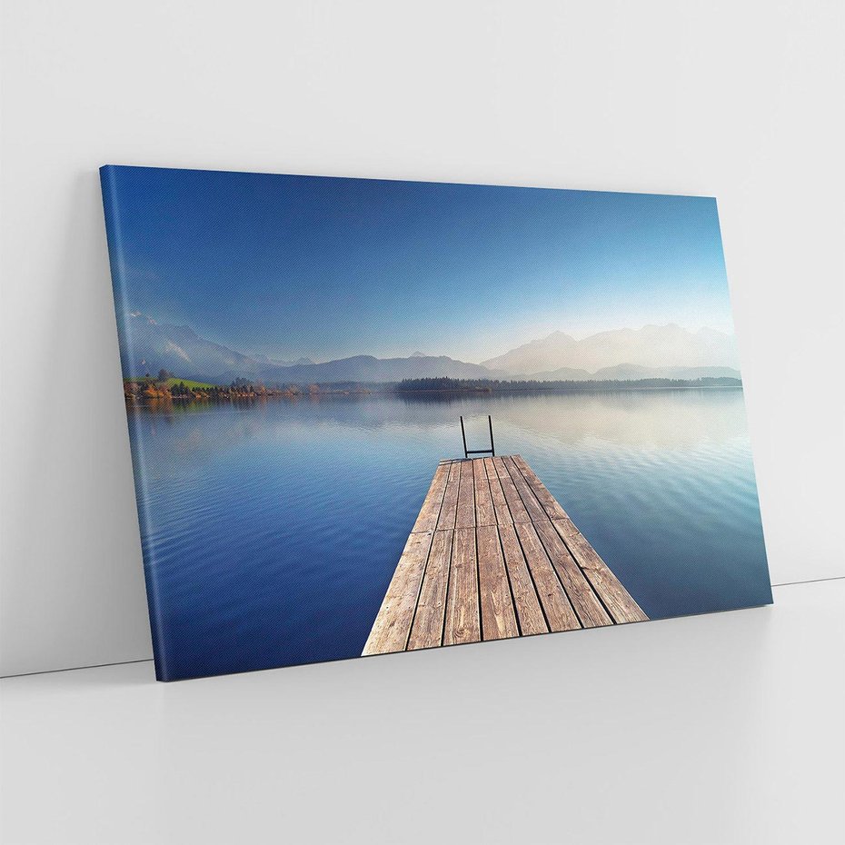 Obraz na płótnie 70x50 - Alpy: jezioro i malownicze molo - Alpy, jezioro