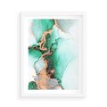 Plakat w ramie 50x70 - Marmur, Zieleń i Złoto - marmur, zieleń i złoto - rama biała