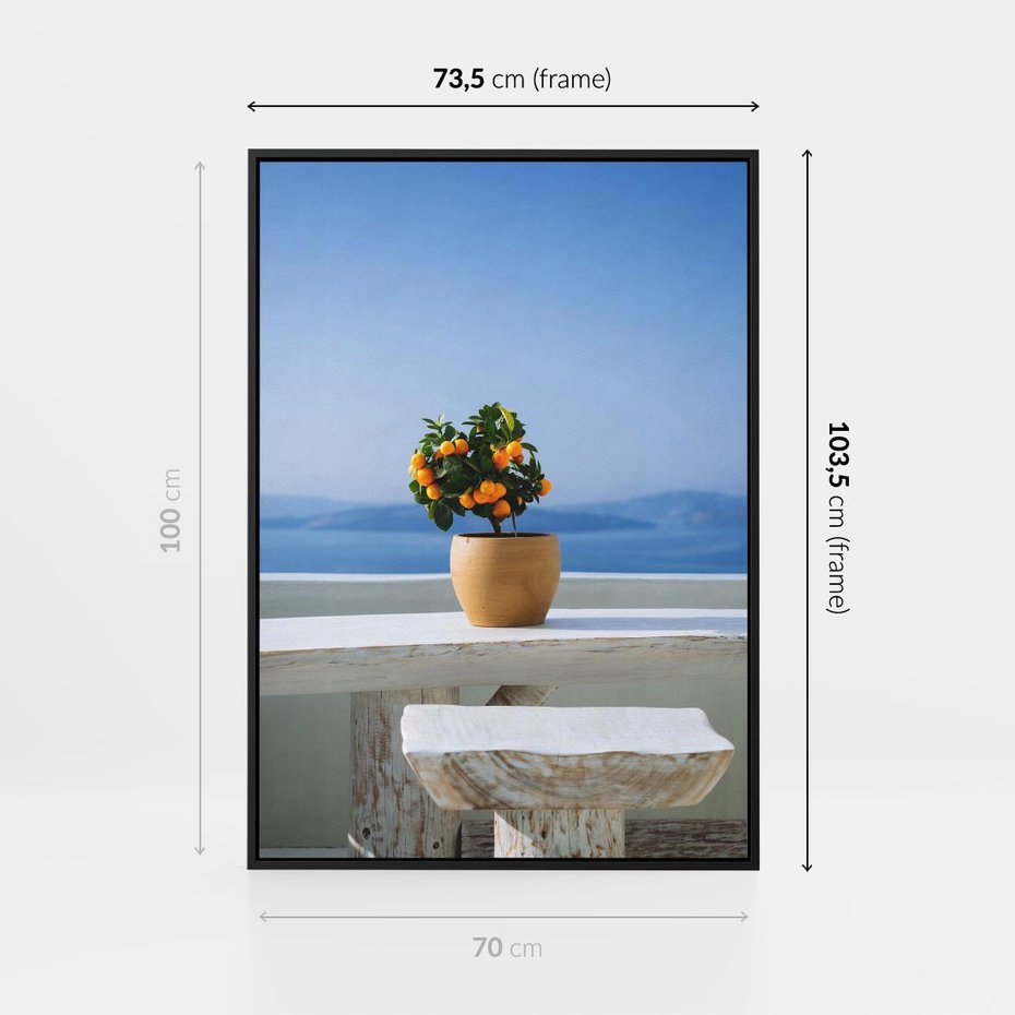 Obraz w ramie 70x100 - Uroki Santorini - Santorini, Grecja - rama czarna