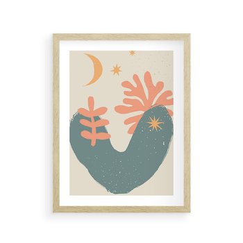 Plakat w ramie 30x40 - Energetyczne Kształty - boho formy, kształty - rama drewno