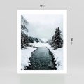 Plakat bez ramy 40x50 - Zimowa Przyroda: Rzeka, Góry i Śnieg - zima, rzeka