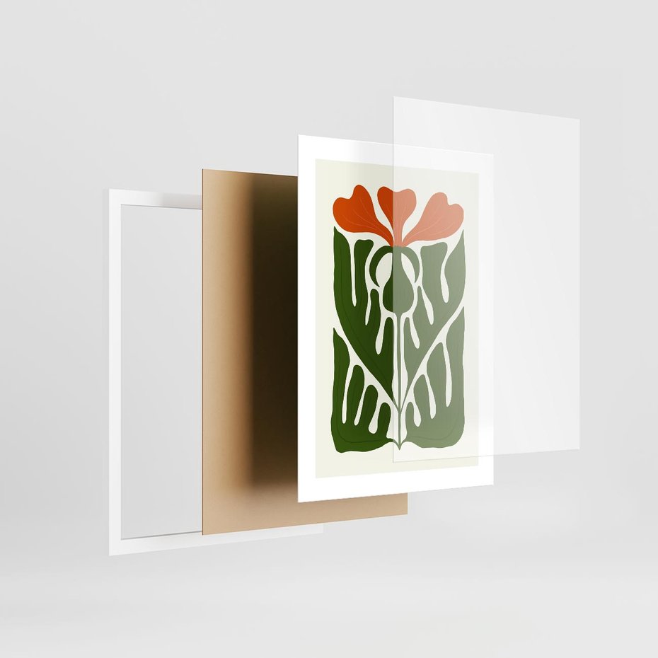 Plakat w ramie 30x40 - Minimalistyczny Urok Kwiatu - kwiat, sztuka nowoczesna - rama biała