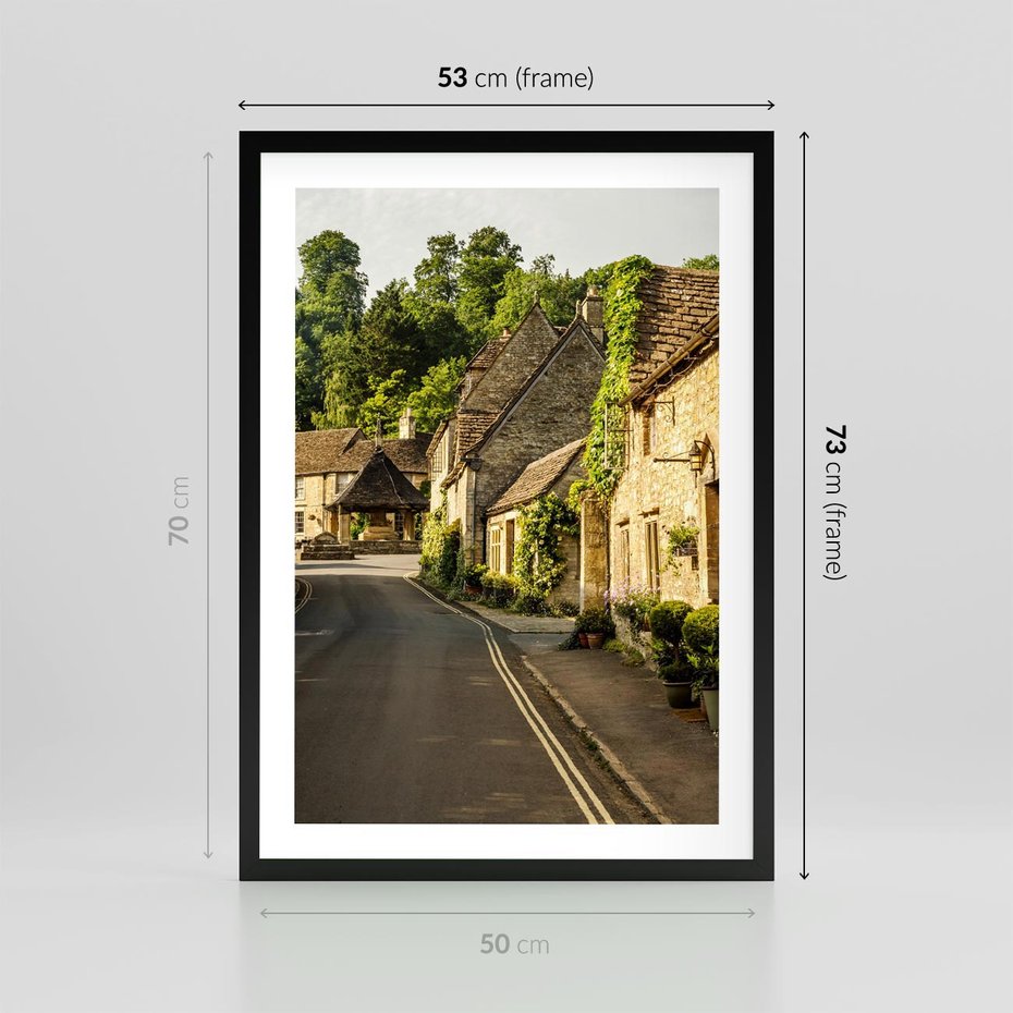 Plakat w ramie 50x70 - Magiczna podróż w głąb miasta - uliczka, perspektywa - rama czarna