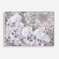 Obraz w ramie 120x80 - Malowane oddechy istnienia - pomieszane tekstury, kwiatowe elementy - rama biała