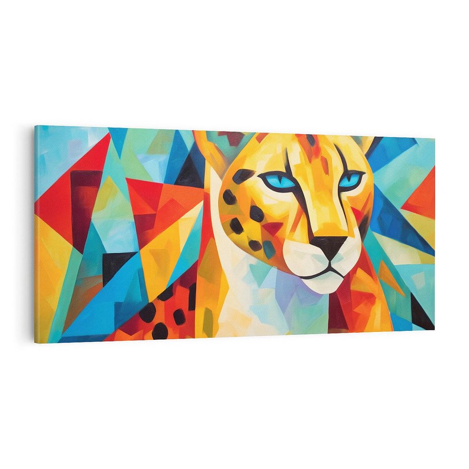 Obraz na płótnie 100x50 - Dzikie Piękno - abstrakcyjny portret geparda, intensywne kolory