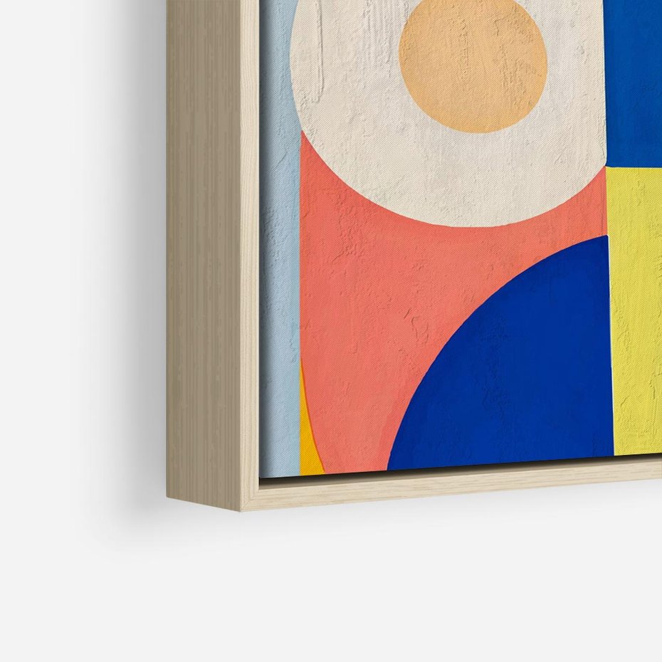 Obraz w ramie 50x50 - Harmonia Kolorowych Impulsów - abstrakcyjne geometryczne kształty, olejny obraz - rama drewno