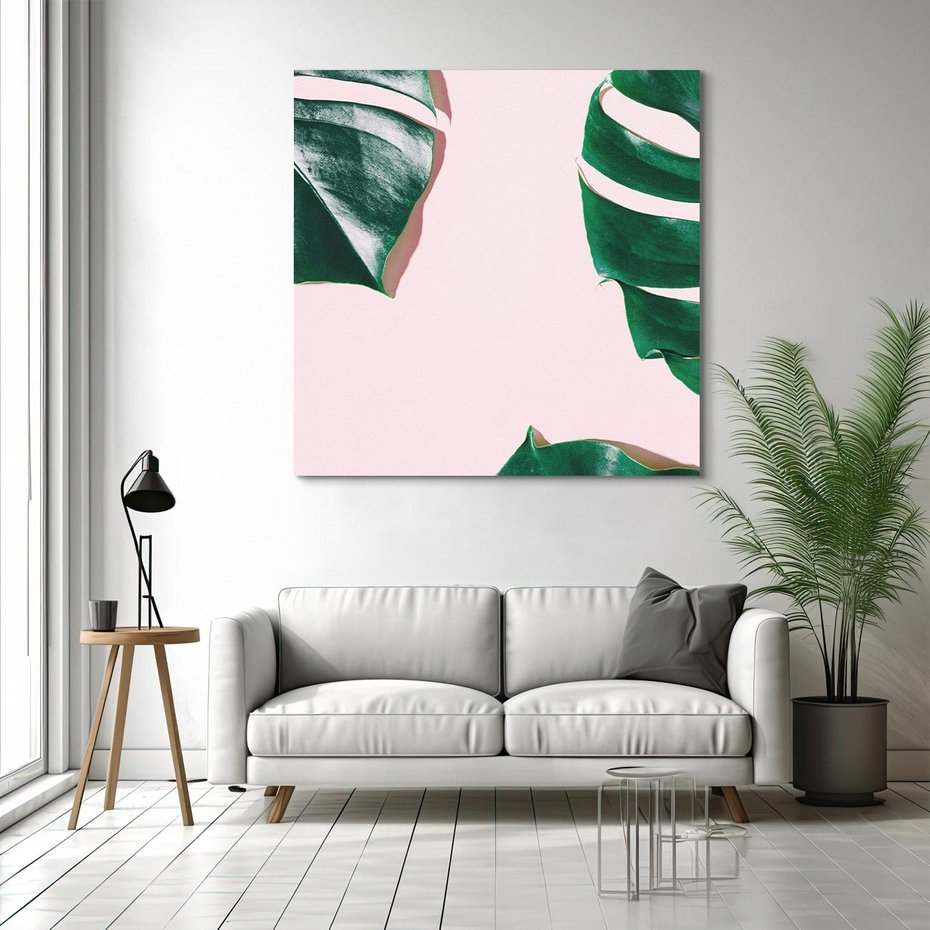 Obraz na płótnie 60x60 - Siła Natury - liście, monstera