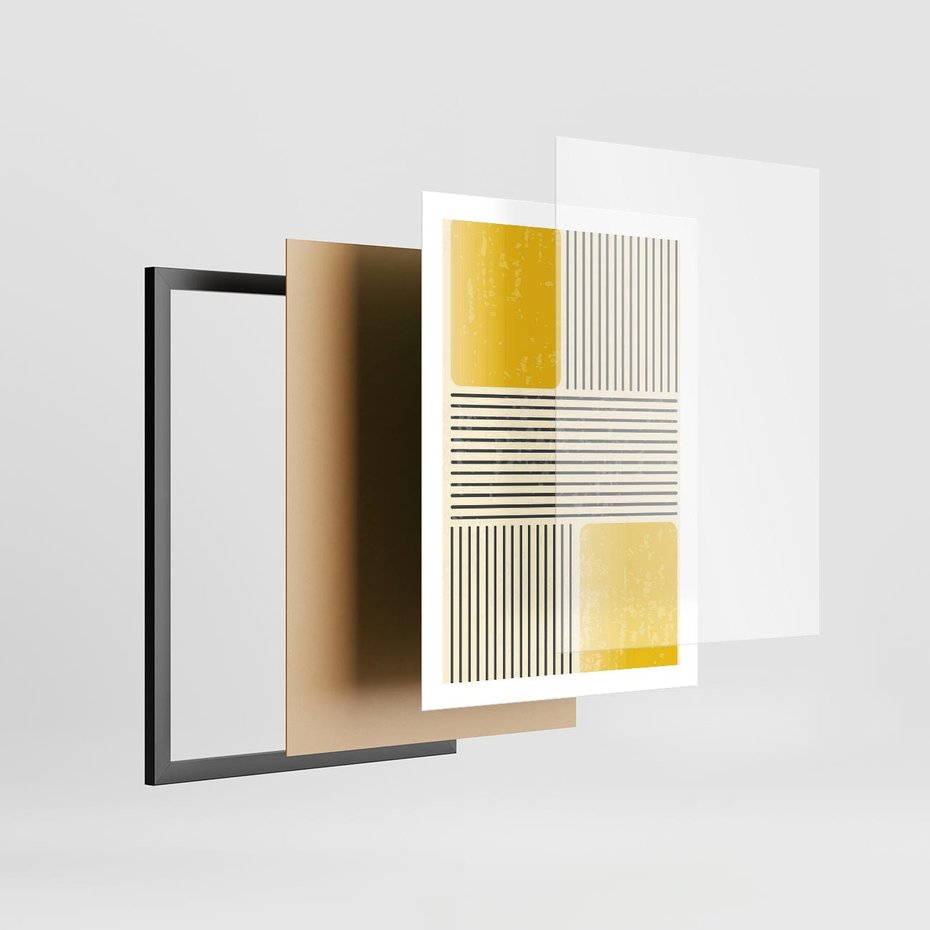 Plakat w ramie 50x70 - Geometria w Ruchu - geometria, proste linie - rama czarna