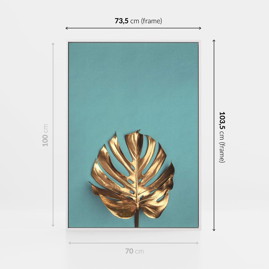 Obraz w ramie 70x100 - Piękno Natury - złote, liście - rama biała