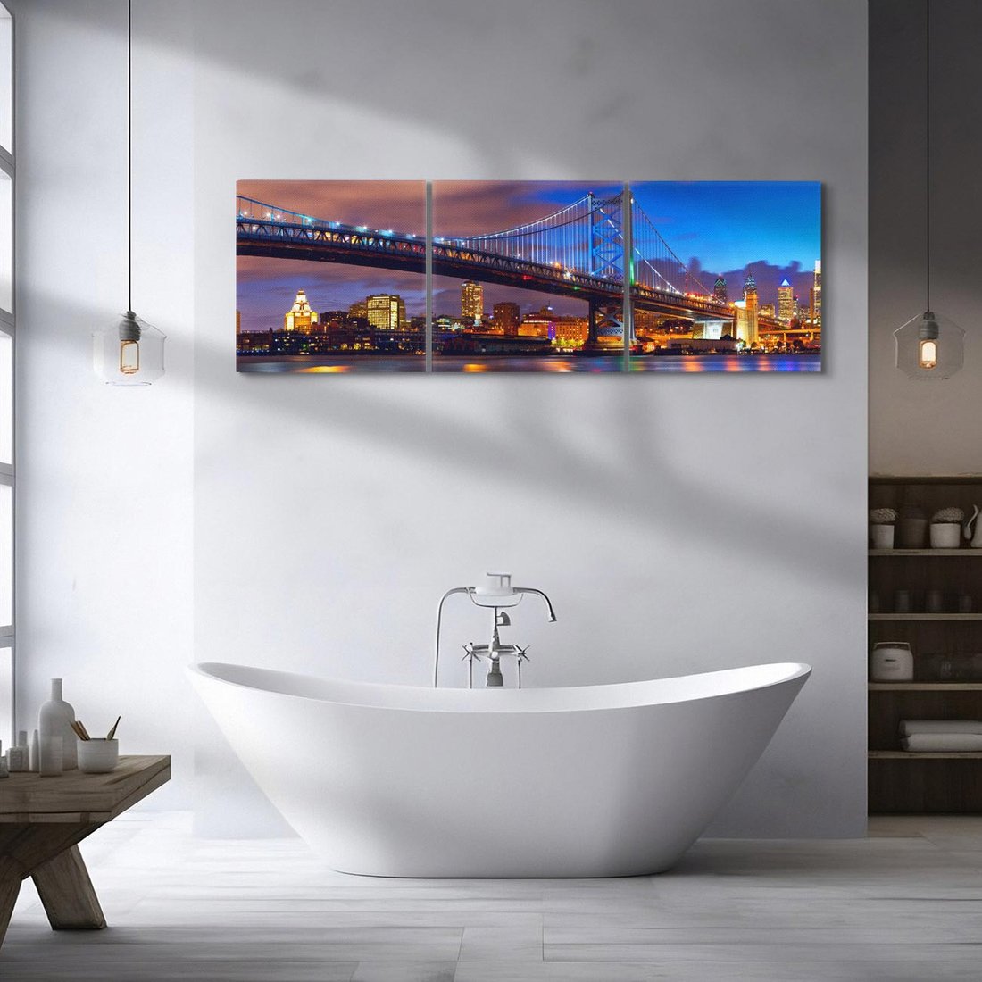 Obraz na płótnie 120x40 - Filadelfia: most nad zachodem słońca - Filadlefia, USA