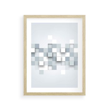 Plakat w ramie 40x50 - Trójwymiarowe formy geometryczne - geometria, 3D - rama drewno