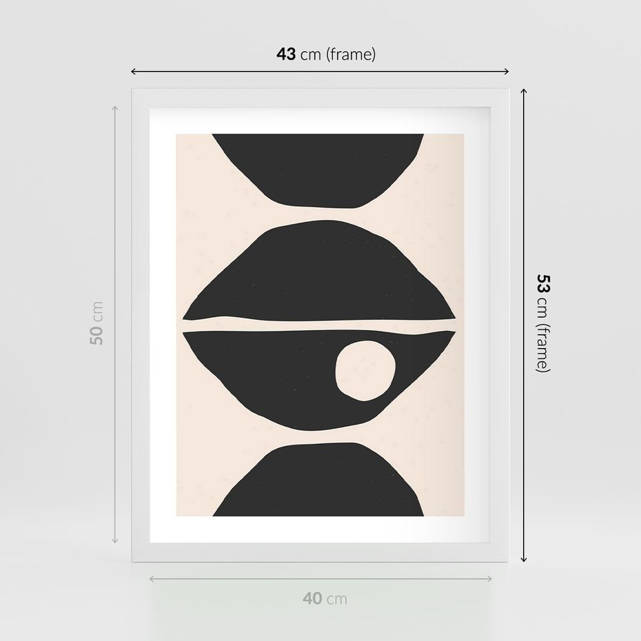 Plakat w ramie 40x50 - Nowoczesna Sztuka na Beżowym Tle - nowoczesna sztuka, abstrakcja - rama biała