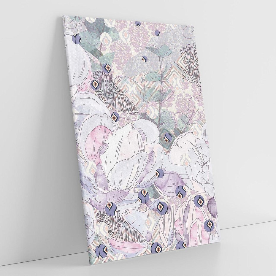 Obraz na płótnie 70x100 - Malowane oddechy istnienia - pomieszane tekstury, kwiatowe elementy