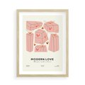Plakat w ramie 50x70 - Nowoczesna Miłość - nowoczesna grafika, pastelowe kolory - rama drewno