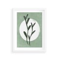Plakat w ramie 30x40 - Kształty Zielonego Ukojenia - zielony plakat, roślinne motywy - rama biała
