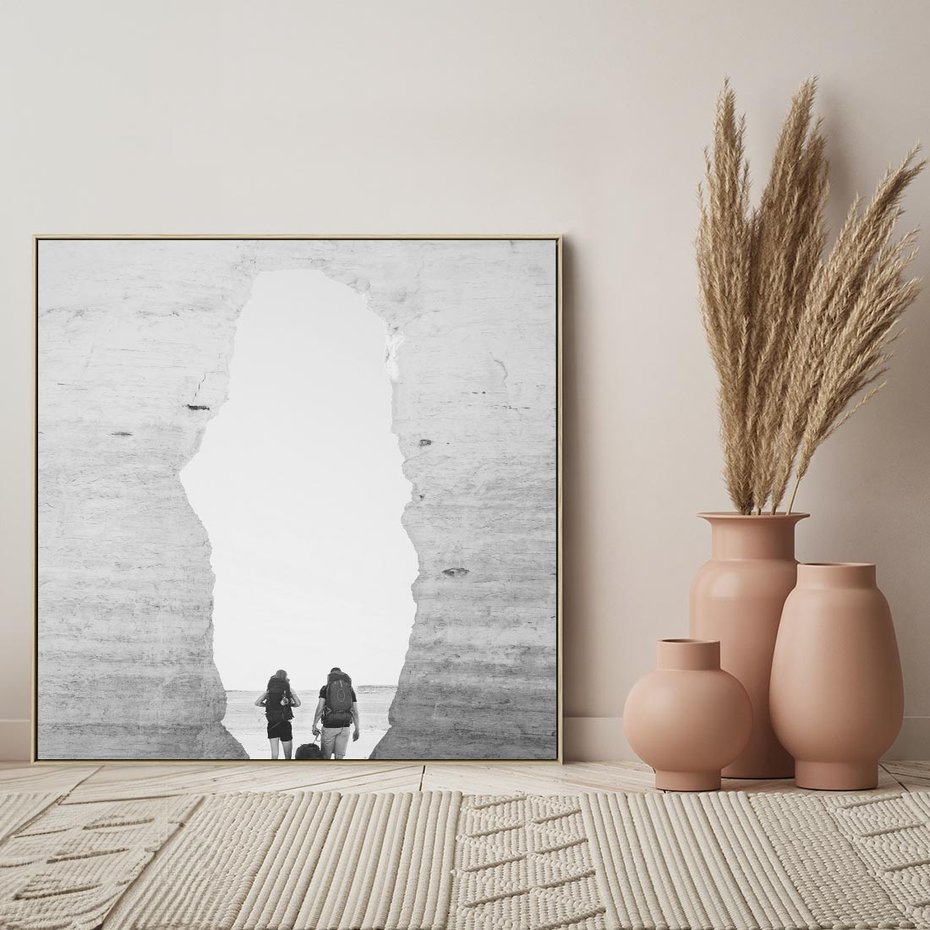 Obraz w ramie 50x50 - Podróżna Eksploracja - Echa Przygody - rama drewno