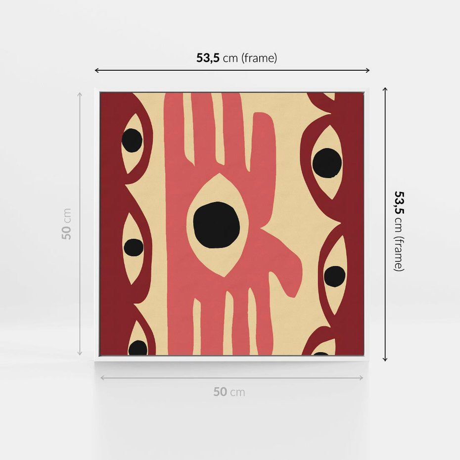 Obraz w ramie 50x50 - Migotliwe Kształty - abstrakcyjny obraz, boho styl - rama biała