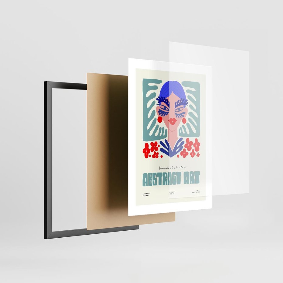 Plakat w ramie 30x40 - Podróżne Impulsy - abstrakcja, kobieta - rama czarna