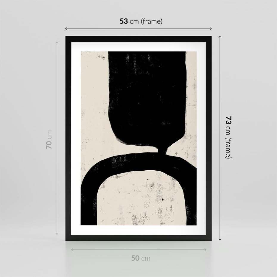 Plakat w ramie 50x70 - Przenikające Plamy - abstrakcyjna sztuka, minimalizm - rama czarna