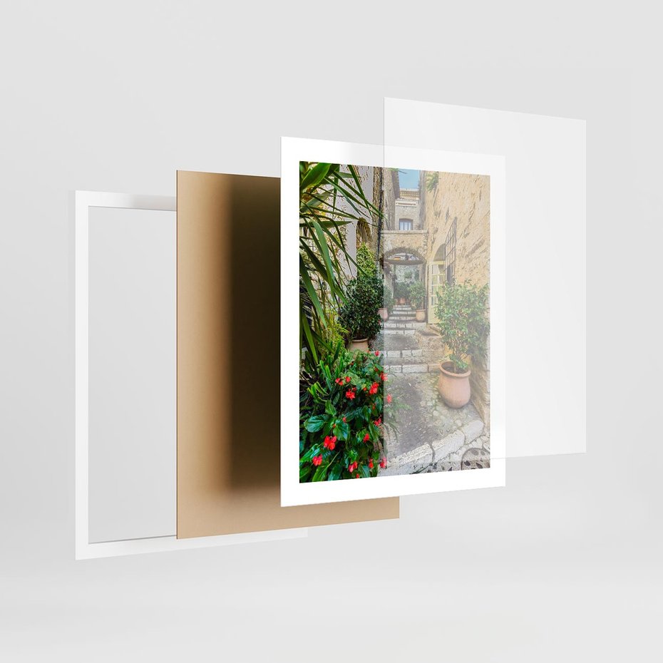 Plakat w ramie 40x50 - Perspektywa uliczki malownicza - uliczka, perspektywa - rama biała