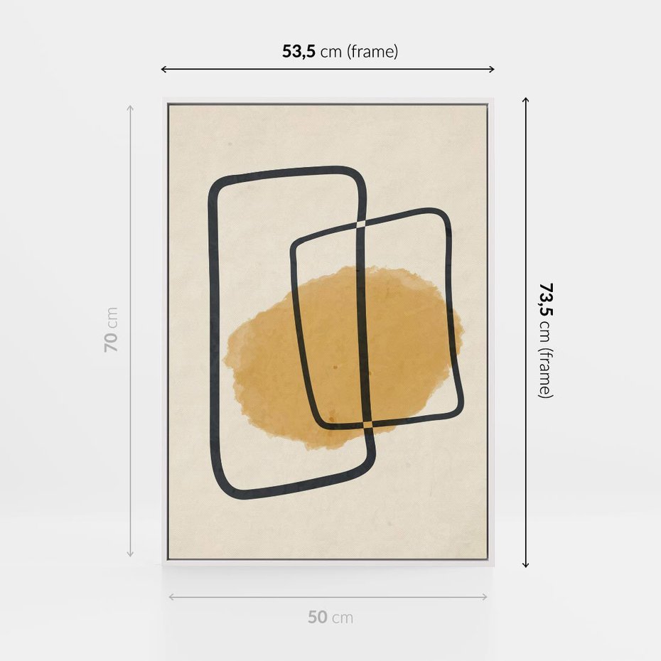 Obraz w ramie 50x70 - Rozkwitające Formy - abstrakcyjne nieregularne kształty, minimalistyczny plakat - rama biała