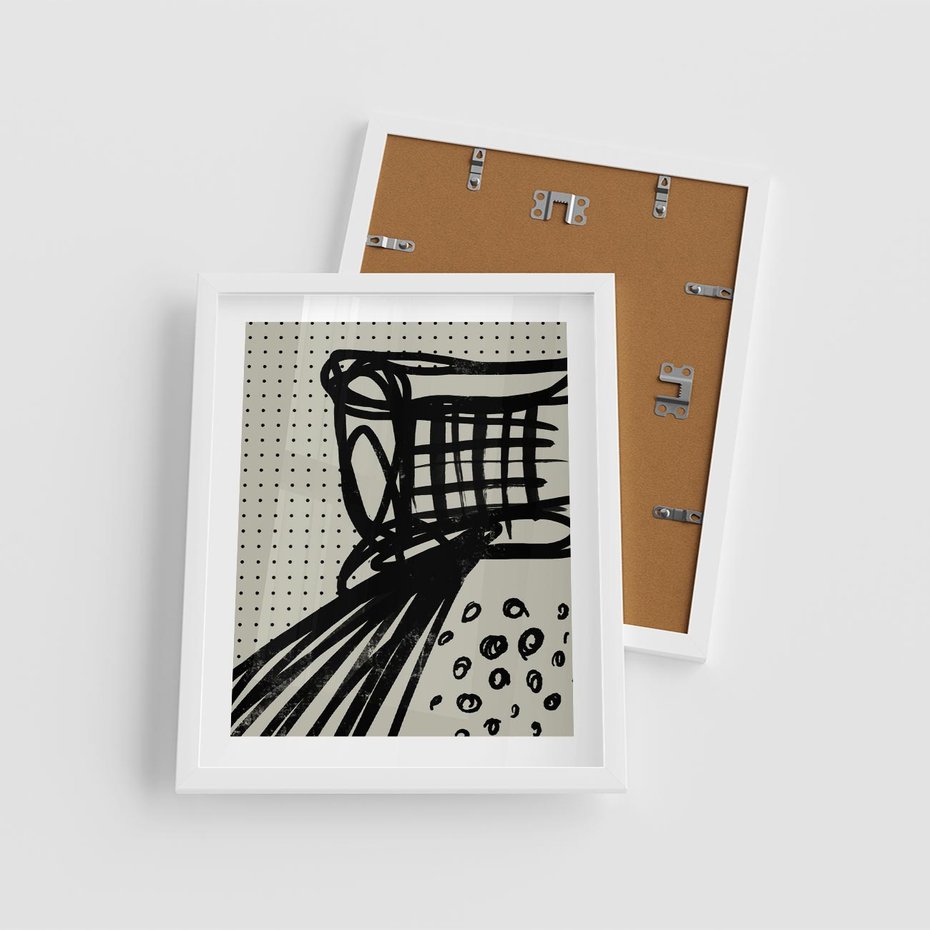 Plakat w ramie 40x50 - Złudne Kontemplacje - abstrakcyjna mroczna kompozycja, nieregularne - rama biała