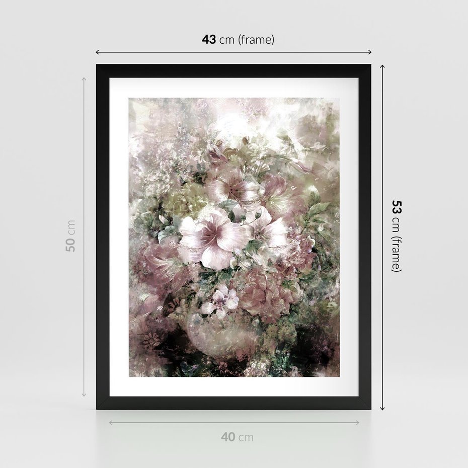 Plakat w ramie 40x50 - Piękno natury na płótnie - kwiaty, olejne - rama czarna