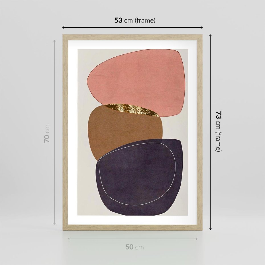 Plakat w ramie 50x70 - Rozkwitające Przenikające Formy - abstrakcyjny obraz, geometryczne formy - rama drewno