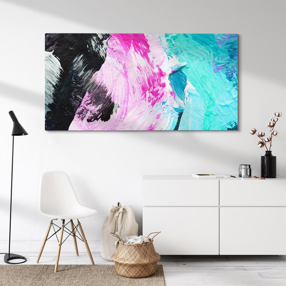 Obraz na płótnie 100x50 - Kolorowy rój wyobraźni - rozlane kolorowe farby olejne, abstrakcja