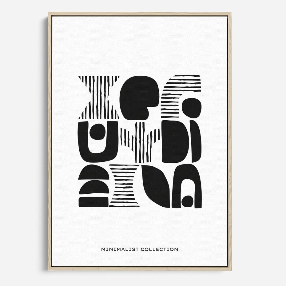 Obraz w ramie 80x120 - Taniec Dziwacznych Kresek - minimalistyczny plakat, czarno biały - rama drewno