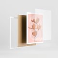 Plakat w ramie 50x70 - Przenikające Kształty - minimalistyczny plakat, pudrowe kwiaty - rama biała