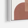 Obraz w ramie 50x50 - Harmonijne Widoki - abstrakcyjne geometryczne kształty, odcienie brązu i beżu - rama biała