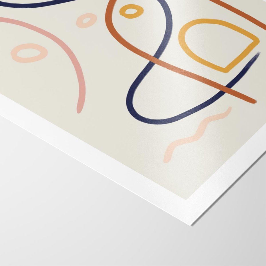 Plakat bez ramy 40x50 - Mgnienie Oka - abstrakcja w stylu picasso, beżowe tło