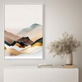 Obraz w ramie 70x100 - Góry Tonące w Pastelach - złote pastelowe góry, akwarela - rama biała