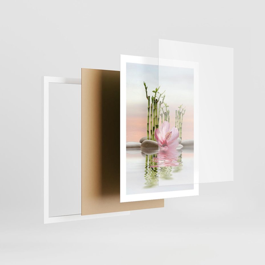 Plakat w ramie 50x70 - Harmonia i relaks - spa, bambus - rama biała
