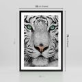 Plakat w ramie 50x70 - Magia Białego Tygrysa - biały, tygrys - rama czarna