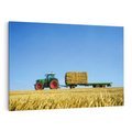 Obraz na płótnie 100x70 - Ruralne żniwa - traktor, przyczepa