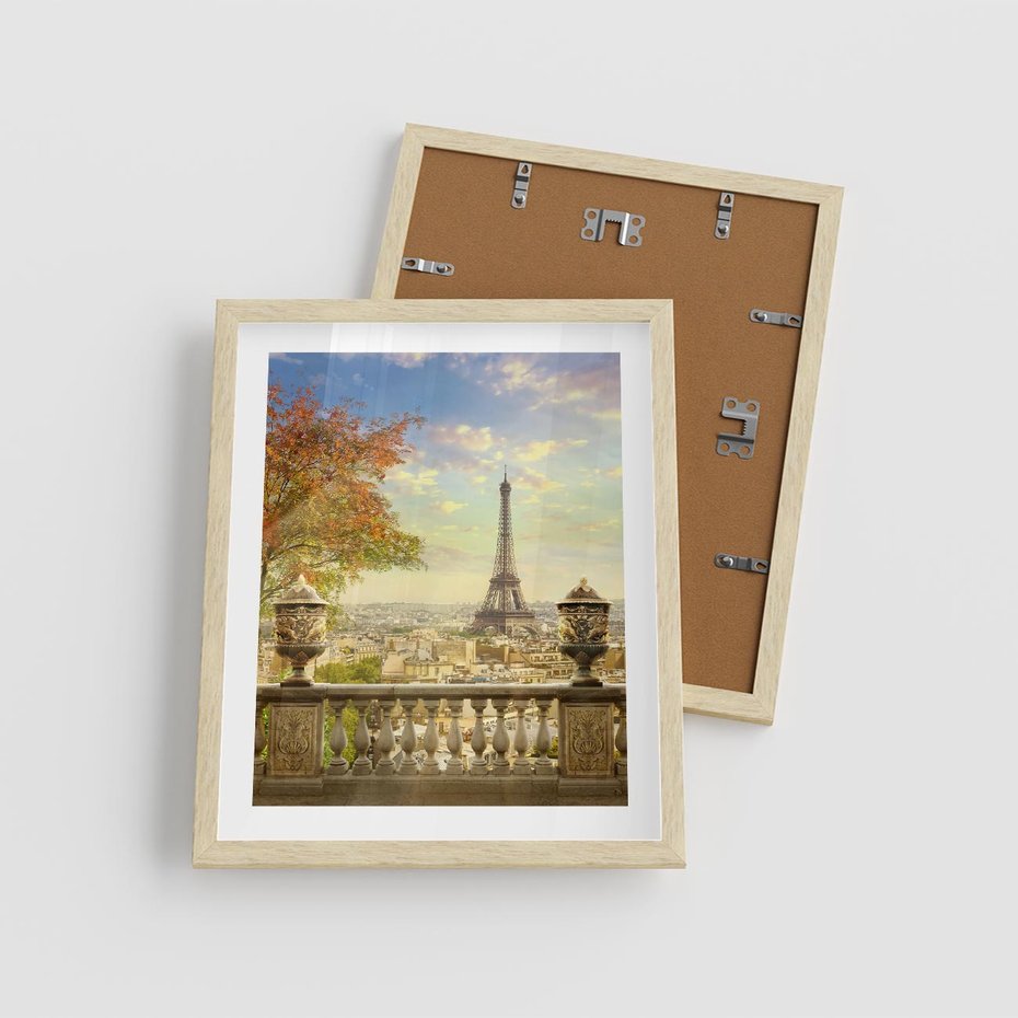 Plakat w ramie 40x50 - Paryż za Wieżą Eiffla - Paryż, Eiffla - rama drewno