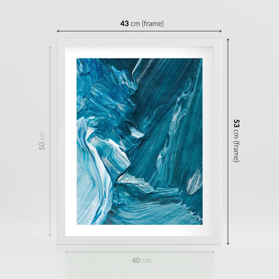 Plakat w ramie 40x50 - Wyrazista abstrakcja w akwareli - abstrakcja, akwarela - rama biała