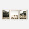 Zestaw obrazy w ramie 30x40 galeria - Górskie, domki, łąki, sepia - rama drewno