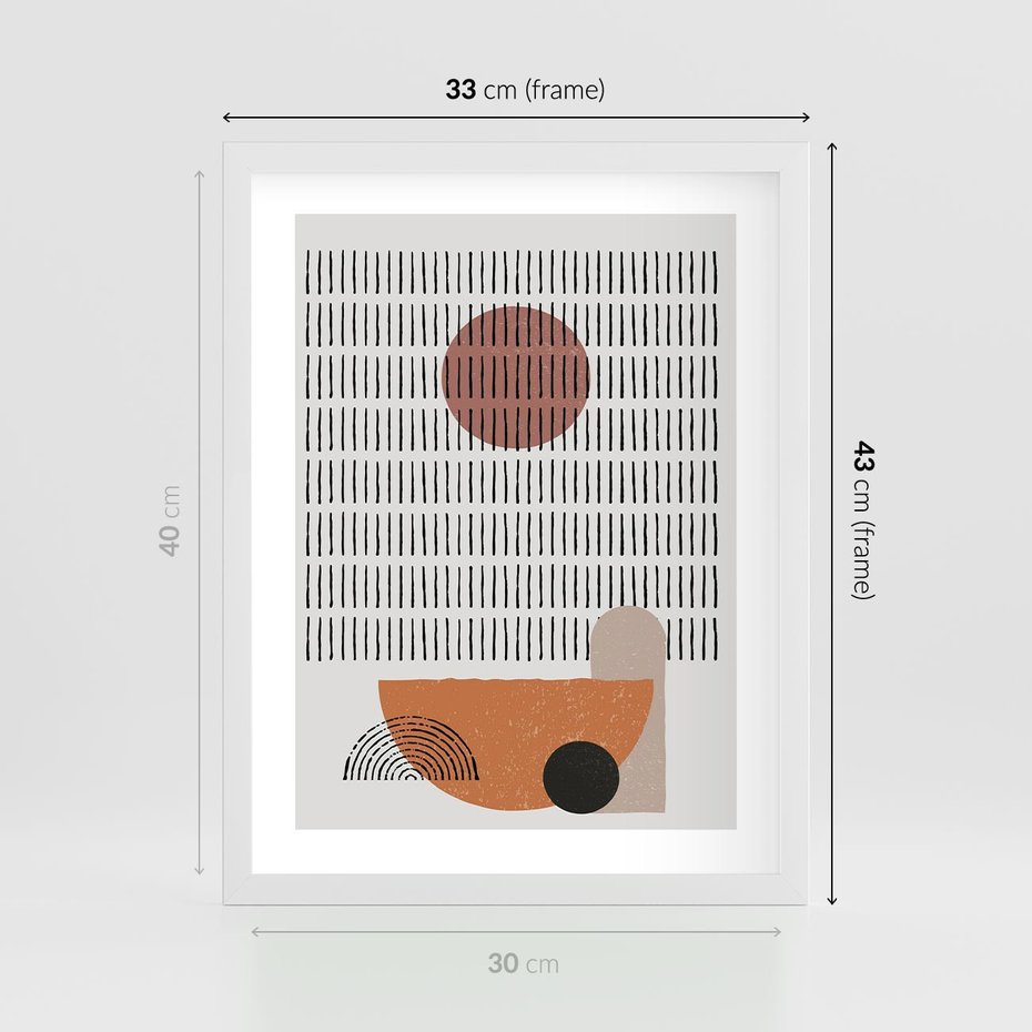 Plakat w ramie 30x40 - Symetria w Stylu Mid-Century - minimalistyczny obraz, mid-century styl - rama biała