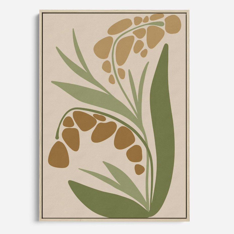 Obraz w ramie 70x100 - Minimalizm z Roślinami - nowoczesny plakat, roślinność - rama drewno