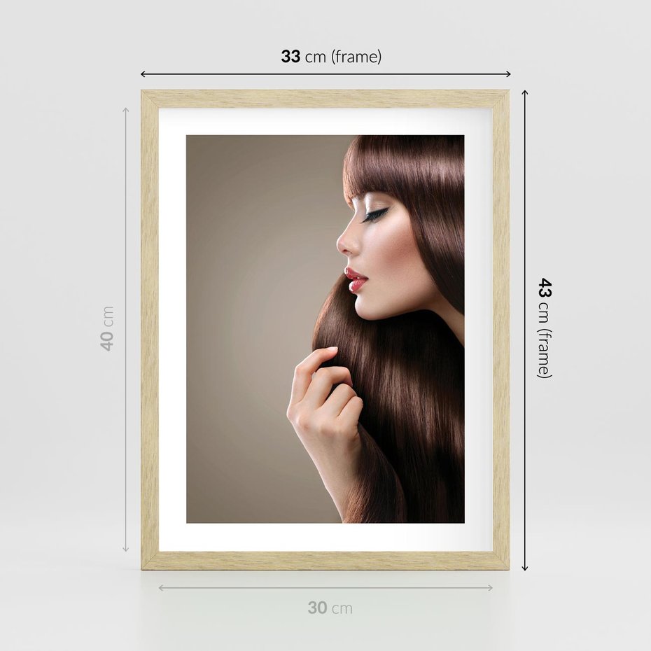 Plakat w ramie 30x40 - Piękno fryzury - włosy, fryzura - rama drewno