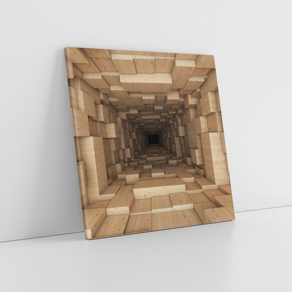Obraz na płótnie 70x70 - Abstrakcyjny 3D tunel: Podróż w głębię - 3D, tunel