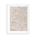 Plakat w ramie 50x70 - Beżowy Marmur i Złoto - marmur, beżowy marmur - rama biała