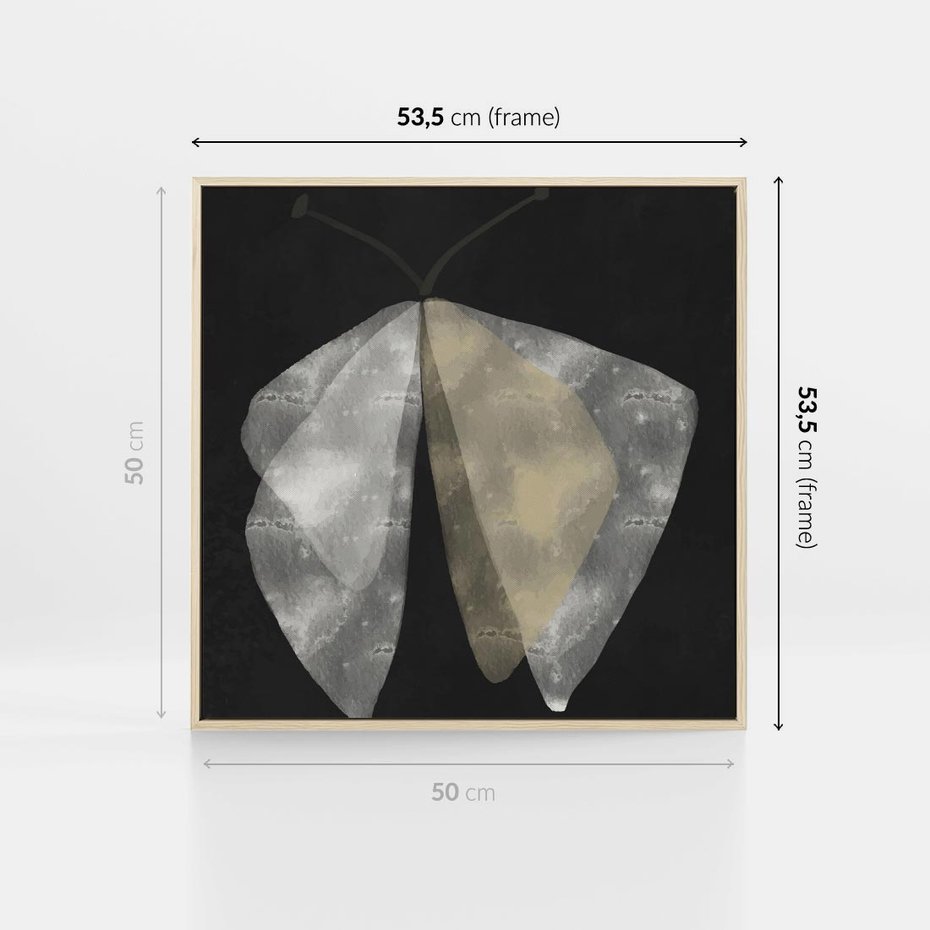 Obraz w ramie 50x50 - Obce Powidoki - abstrakcyjna ćma, mroczna atmosfera - rama drewno