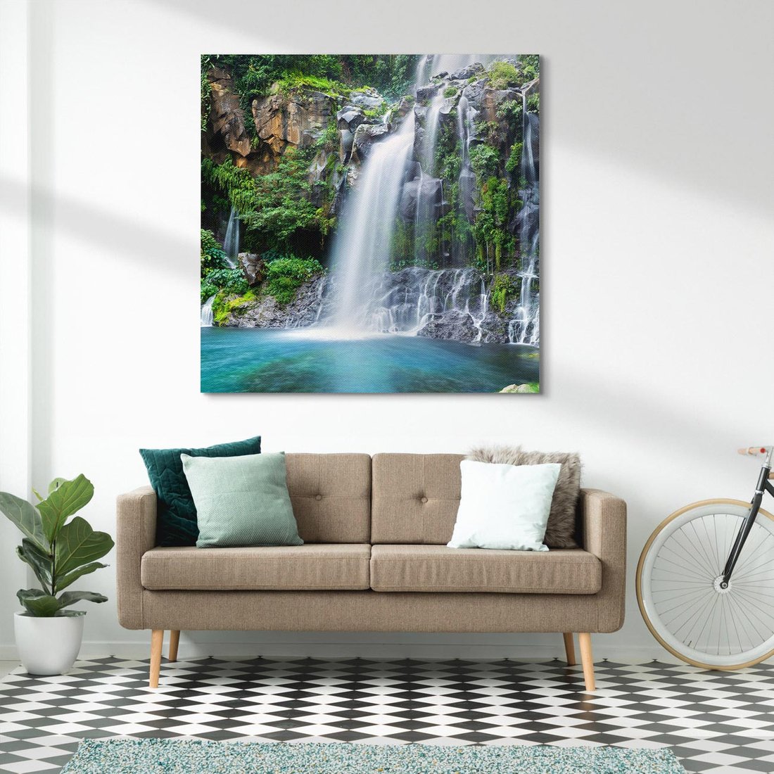 Obraz na płótnie 70x70 - Tropikalny Wodospad - wodospad, tropikalny